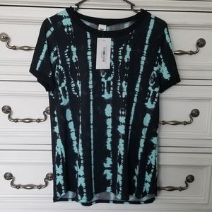 NWT Sew In Love Black & Turquoise / Aqua Polyester/Spandex Tee - Size Small